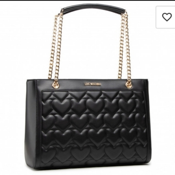 *SOLD* Love Moschino Quilted Hearts Shopper Tote XL Vegan Leather, black - Picture 2 of 12